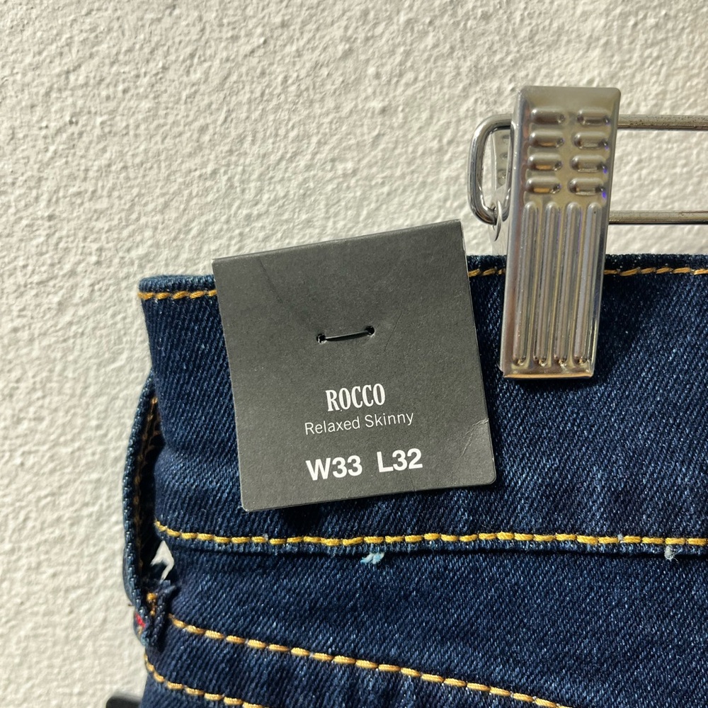 True Religion Jeans Mens Size 33x32 Rocco Relaxed Skinny Flap Big T Blue Denim - Picture 8 of 9